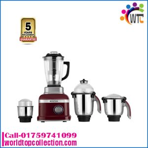 Rupsha Tornado Mixer Grinder With 4 Jars - 800W - Burberry Red and Silver