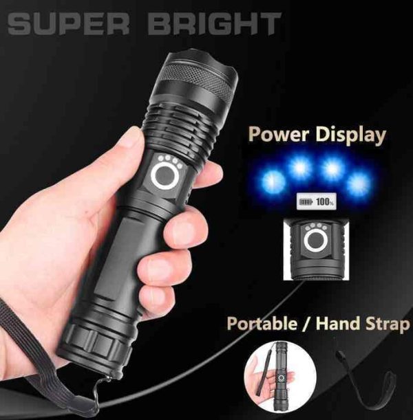 Rechargeable Waterproof Zoom LED Flashlight